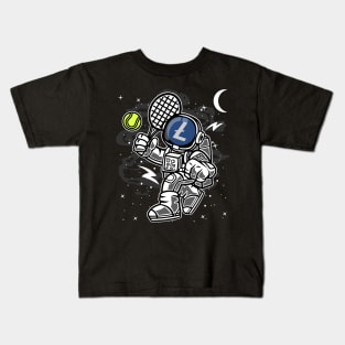 Astronaut Tennis Litecoin LTC Coin To The Moon Crypto Token Cryptocurrency Blockchain Wallet Birthday Gift For Men Women Kids Kids T-Shirt